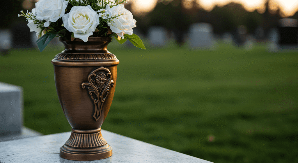 Vaso de bronze para cemitério