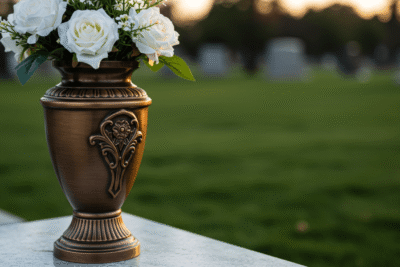 Vaso de bronze para cemitério